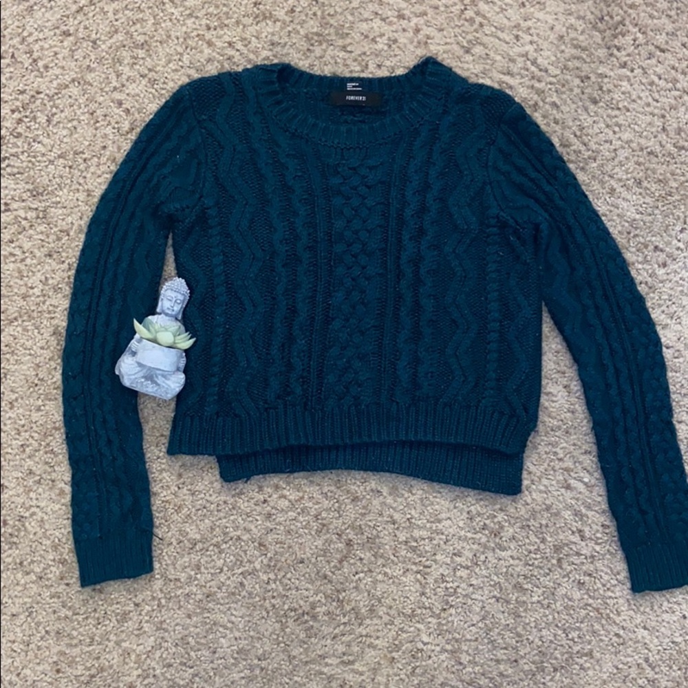 Forever 21 Dark Teal Cable Knit Sweater ❄️